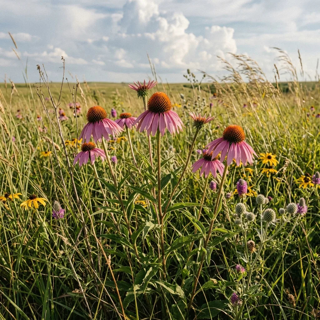 アメリカの草原に自生するムラサキバレンギク(Echinacea purpurea)— SemiSauvage