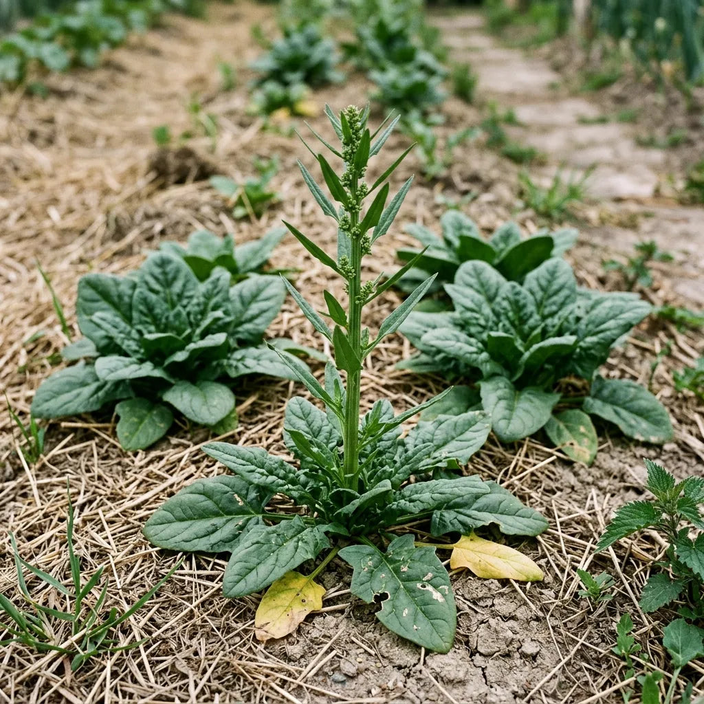 Montaison de l'épinard : la hampe s'élance et les feuilles s'étroitissent — SemiSauvage