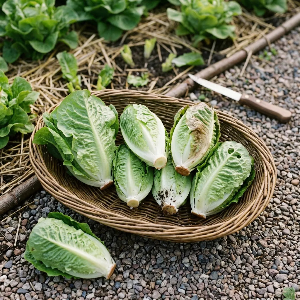 Récolte de laitues sucrines (Lactuca sativa) en panier — SemiSauvage