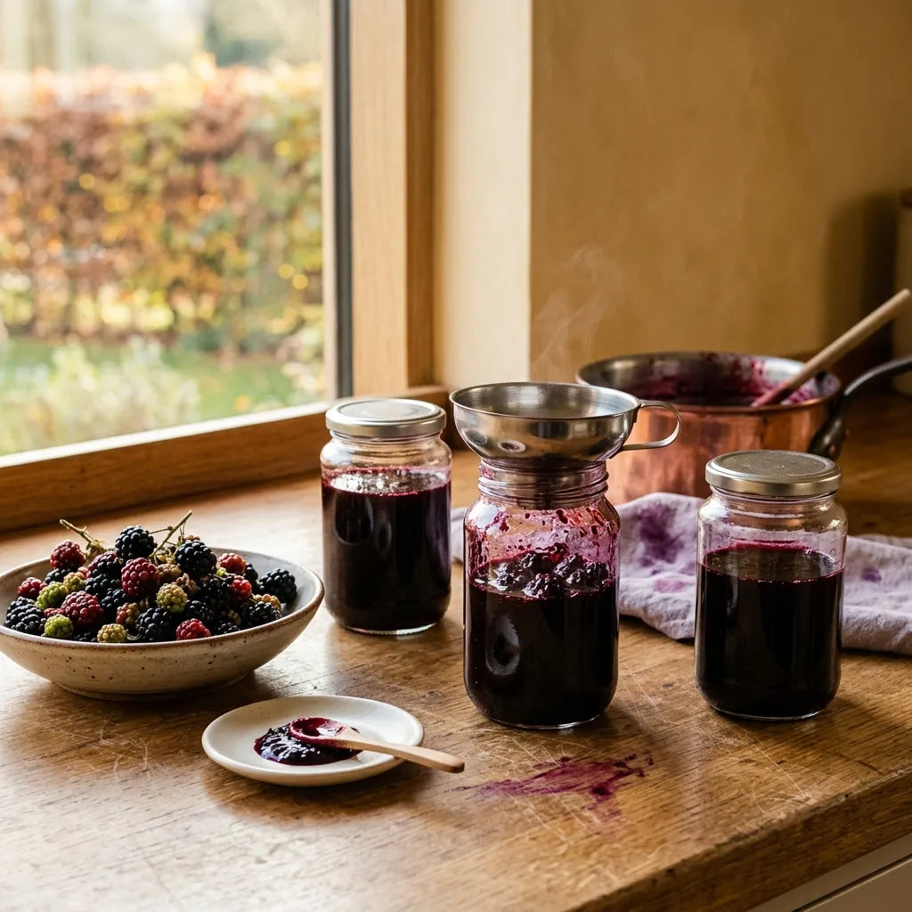 Confiture de mûres sauvages (Rubus fruticosus) en bocaux — SemiSauvage