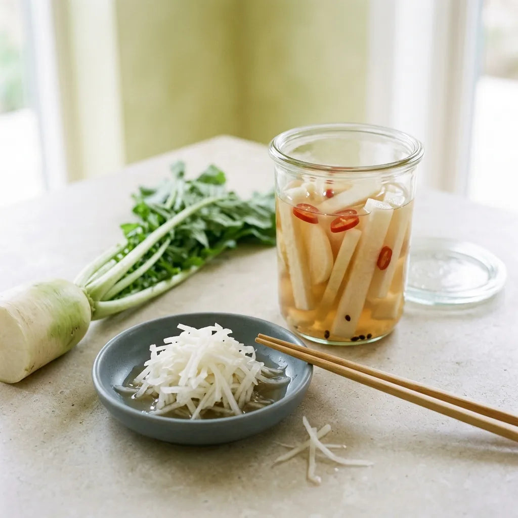 罐装白萝卜泡菜和生拌擦丝白萝卜,日本料理做法 — SemiSauvage