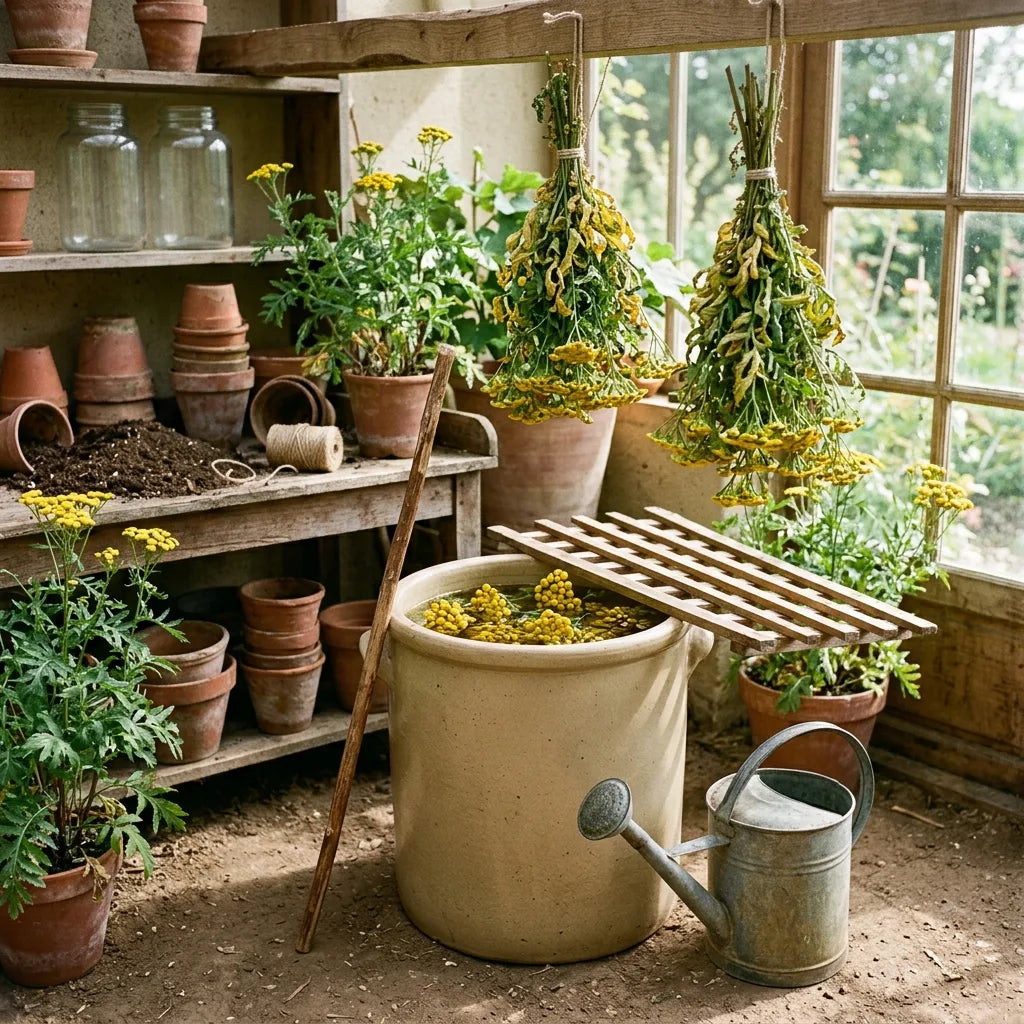 Macération de tanaisie dans un atelier de jardin — SemiSauvage