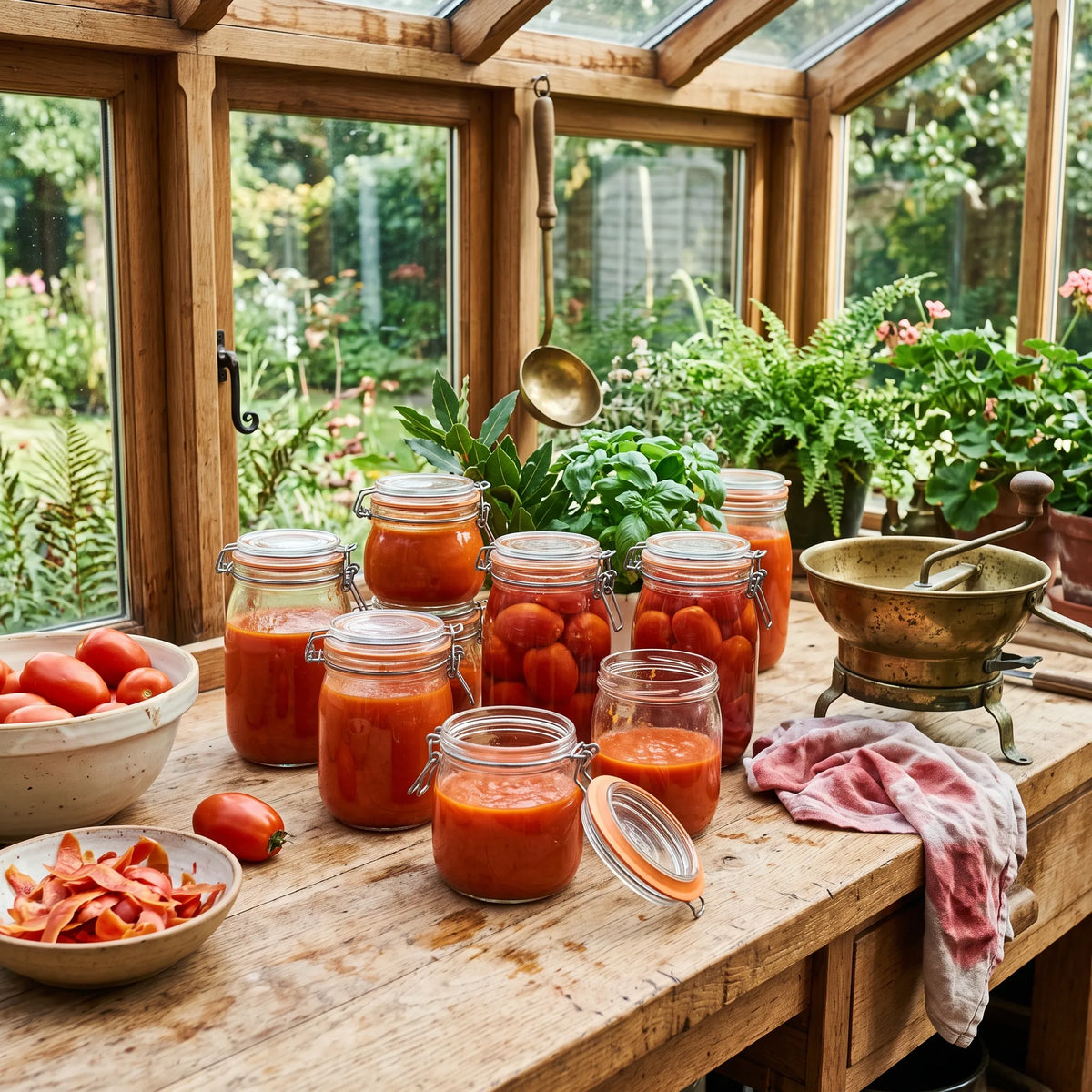 Bocaux de coulis et de tomates Roma entières mis en conserve