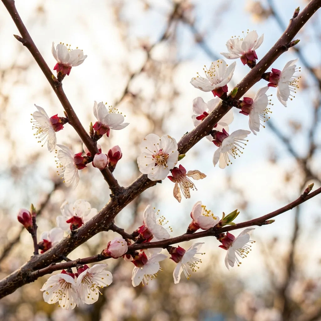 Floraison printanière de l'abricotier sur rameaux nus — SemiSauvage