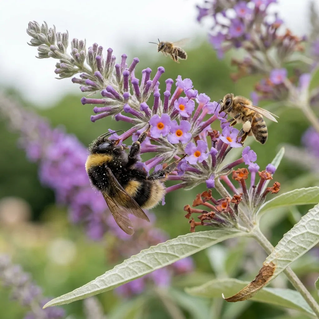 Bourdon et abeilles butinant les fleurs de l'arbre aux papillons — SemiSauvage