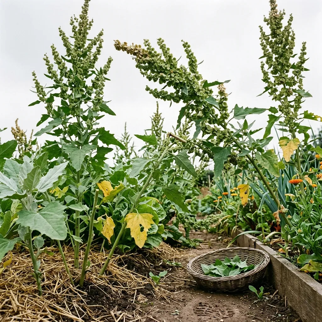 Rang d'arroche verte dans un potager en permaculture — SemiSauvage