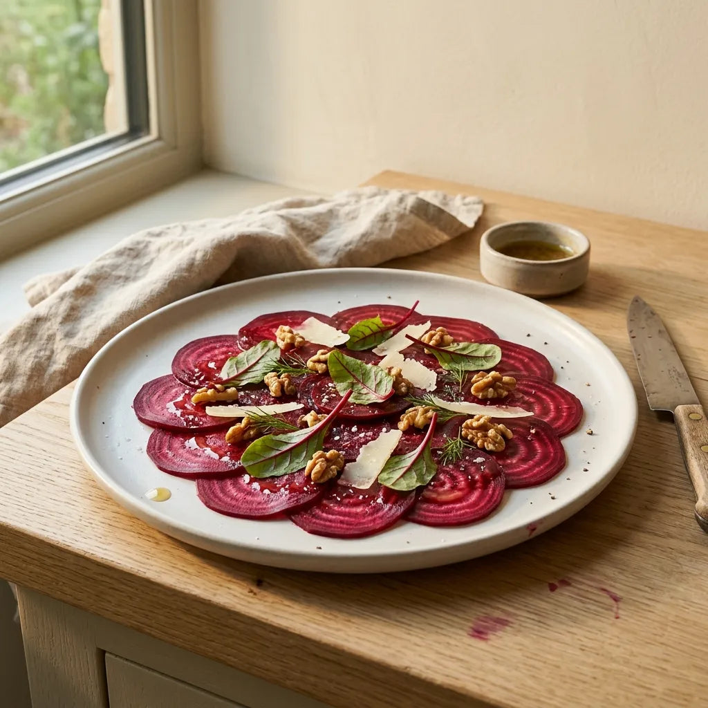 Carpaccio de betterave rouge crue (Beta vulgaris) — SemiSauvage
