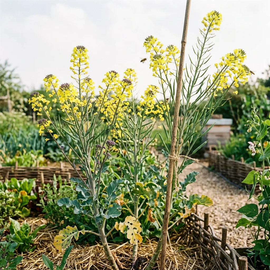 Brocoli violet (Brassica oleracea var. italica) monté à fleurs pour la production de graines — SemiSauvage