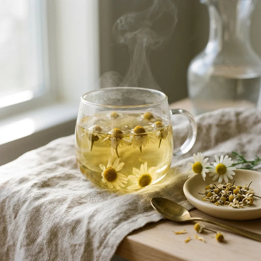 Infusion de camomille matricaire, usage traditionnel en herboristerie — SemiSauvage