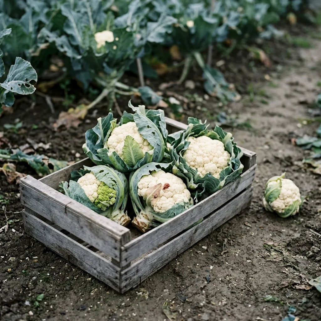 Récolte de choux-fleurs en cagette au potager — SemiSauvage