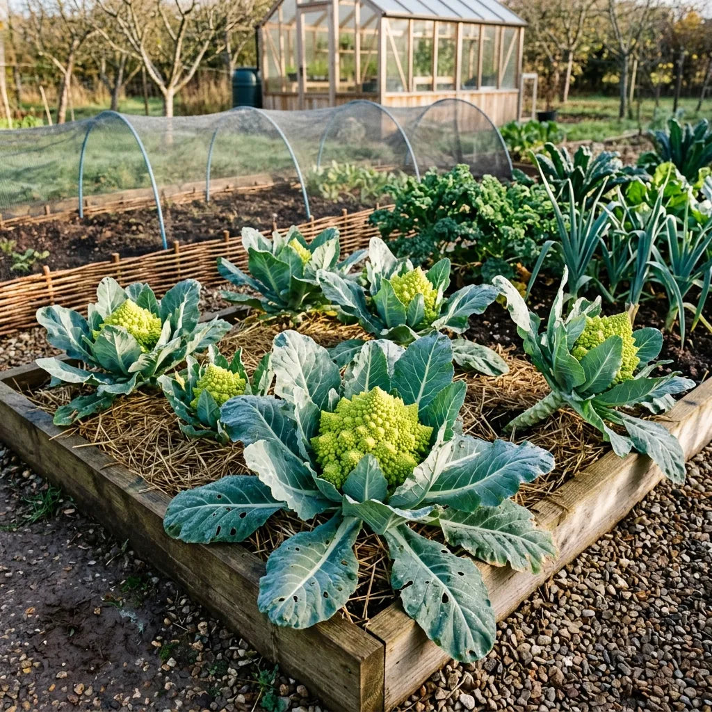 Choux Romanesco (Brassica oleracea var. botrytis) au potager d'automne — SemiSauvage