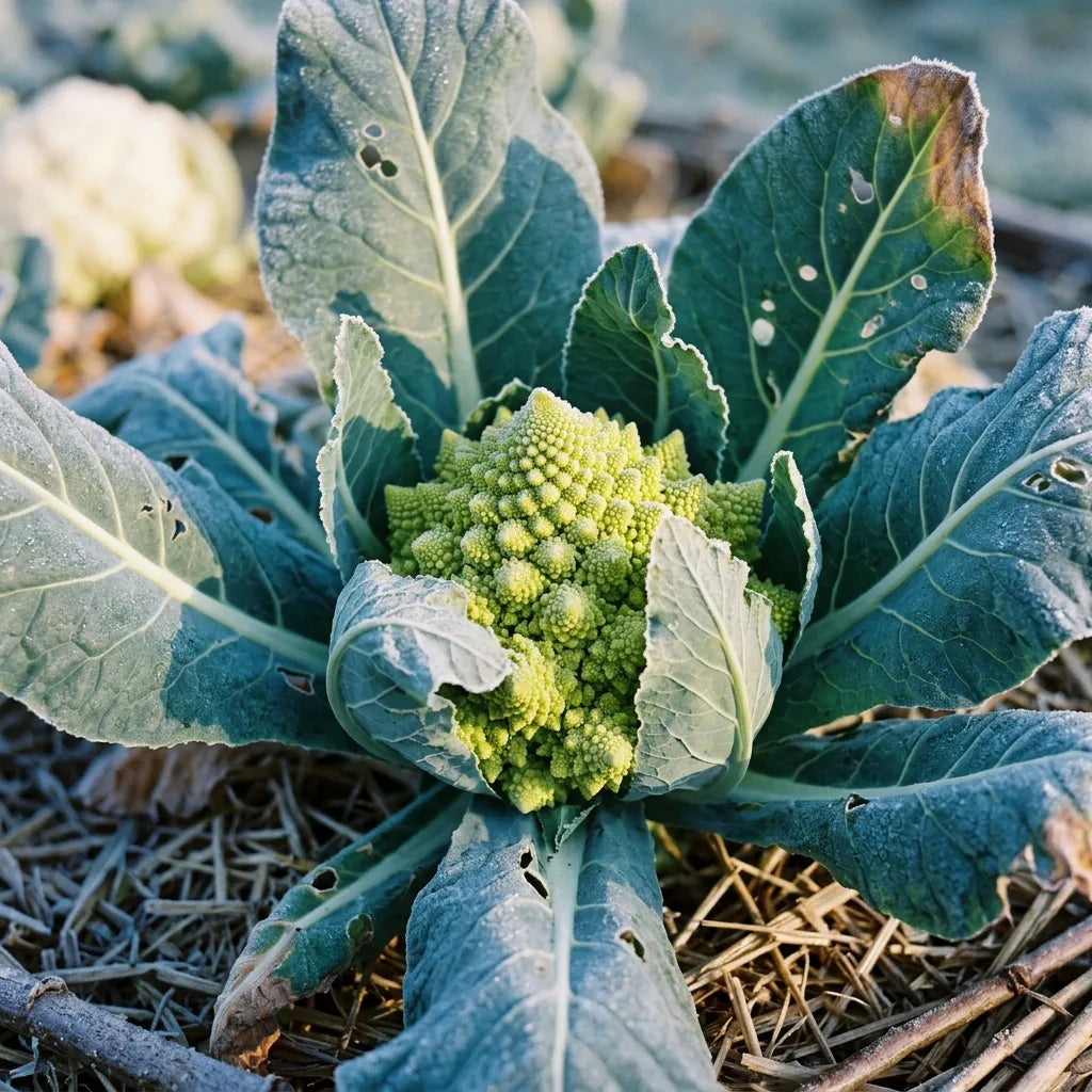 Chou Romanesco (Brassica oleracea var. botrytis) sous les premières gelées — SemiSauvage