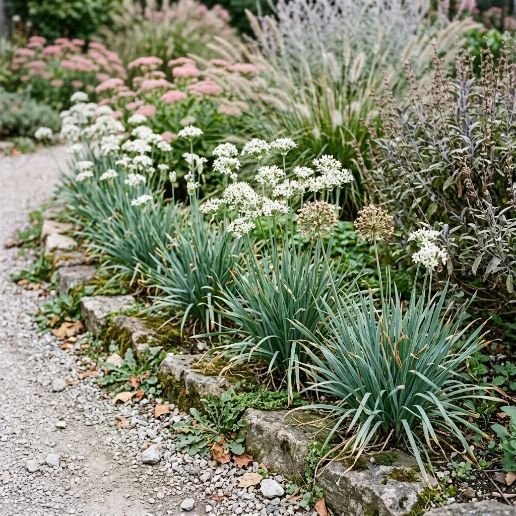 Ciboule de Chine en bordure de massif d'agrément, floraison tardive — SemiSauvage
