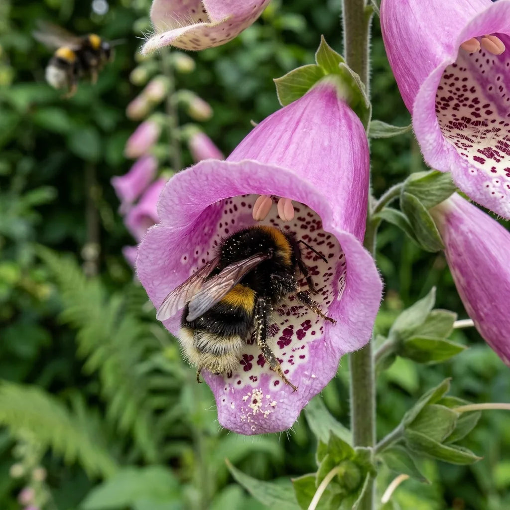 Bourdon pénétrant dans une clochette de digitale pourpre — SemiSauvage