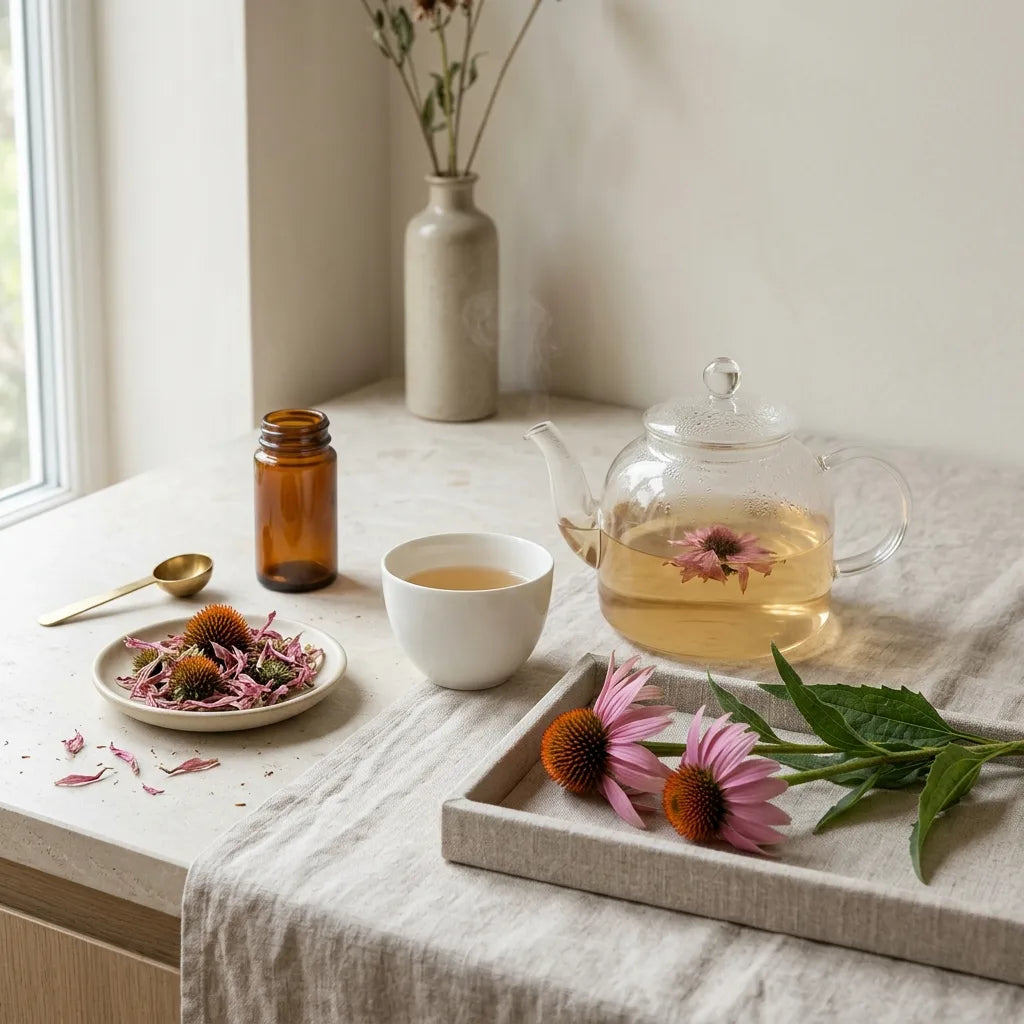 Infusion d'échinacée pourpre (Echinacea purpurea) et fleurs séchées — SemiSauvage