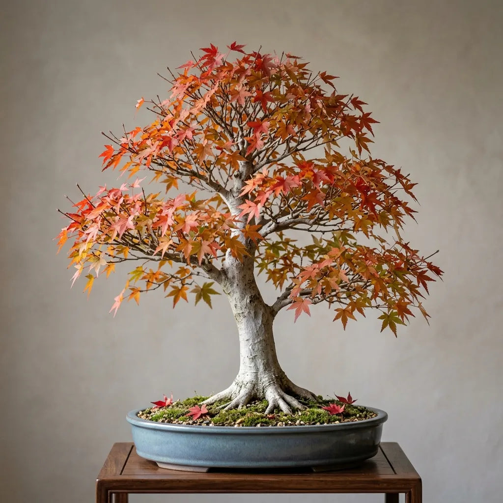 Érable du Japon (Acer palmatum) conduit en bonsaï en couleurs d'automne — SemiSauvage