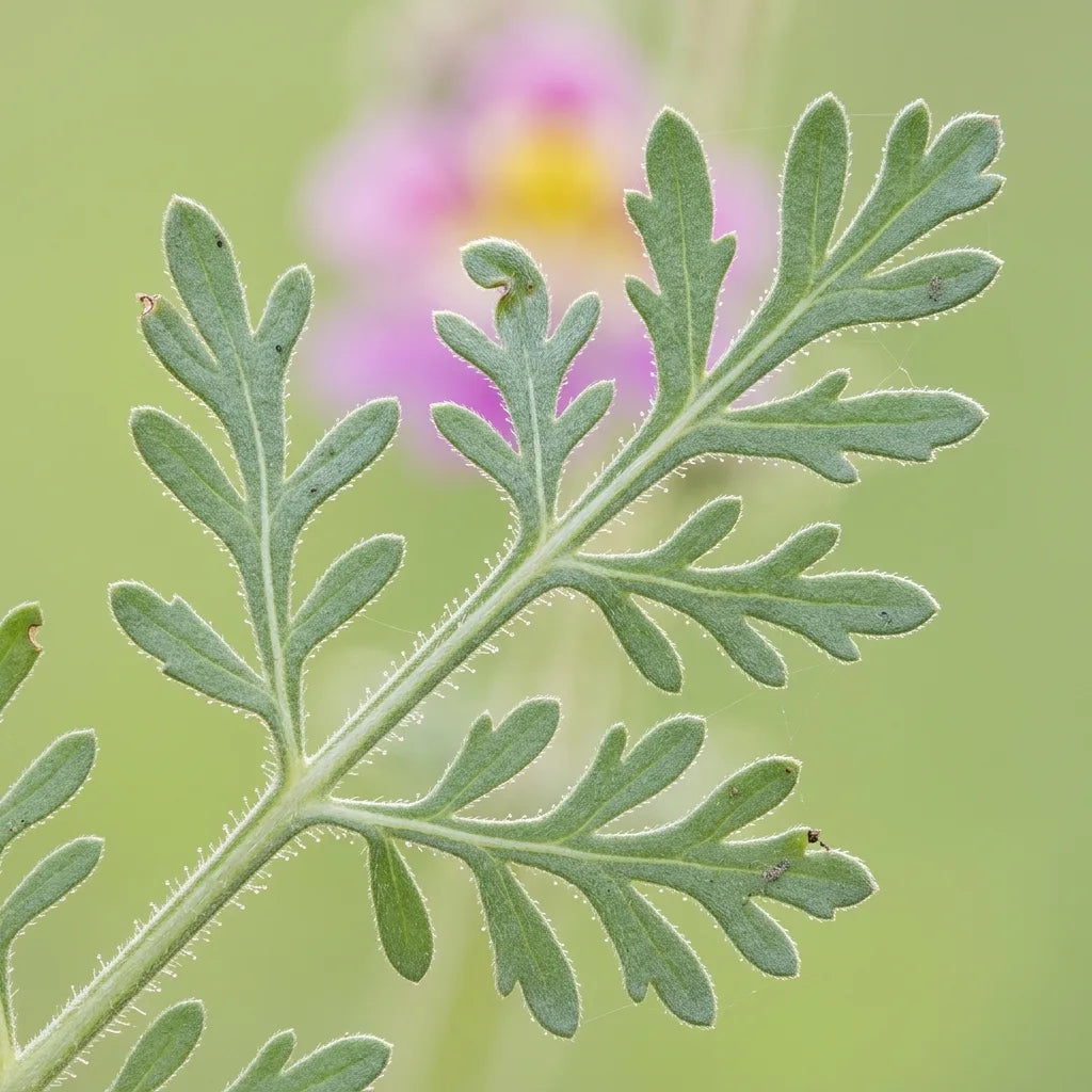 Feuillage finement découpé de la fleur de papillon en macro à contre-jour — SemiSauvage