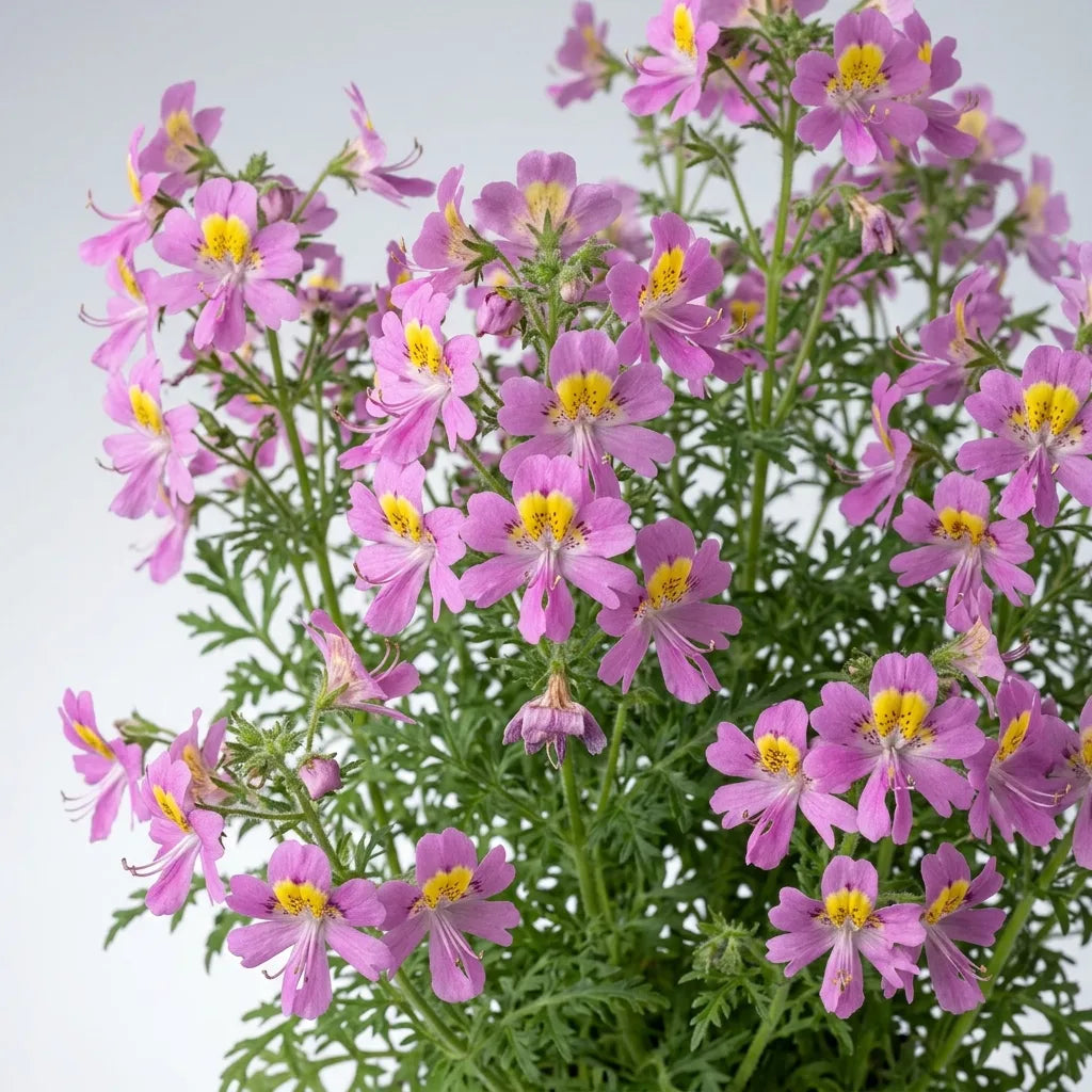 Pied fleuri de fleur de papillon Schizanthus sur fond clair — SemiSauvage
