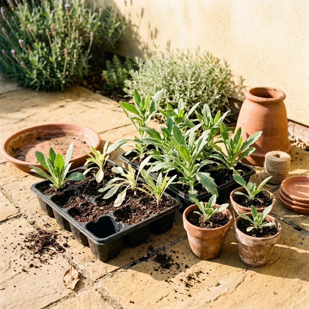 Jeunes plants de gaillarde (Gaillardia aristata) en plaques à l'endurcissement — SemiSauvage