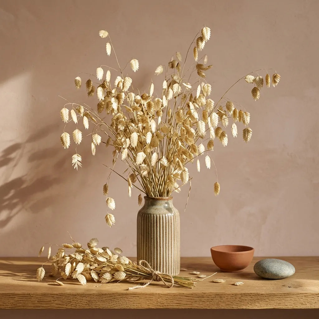 Bouquet sec de grande brize (Briza maxima) en vase — SemiSauvage