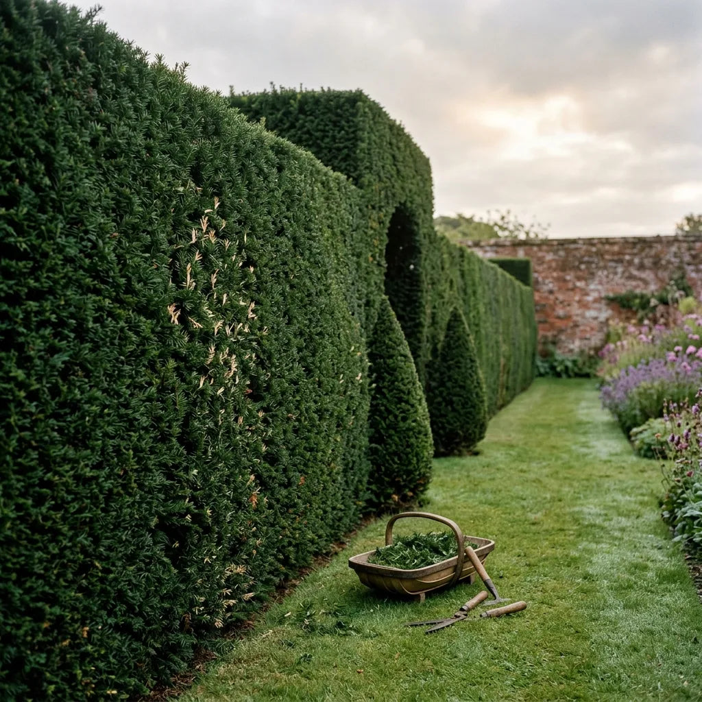 Haie d'if commun (Taxus baccata) taillée dans un jardin d'ornement — SemiSauvage