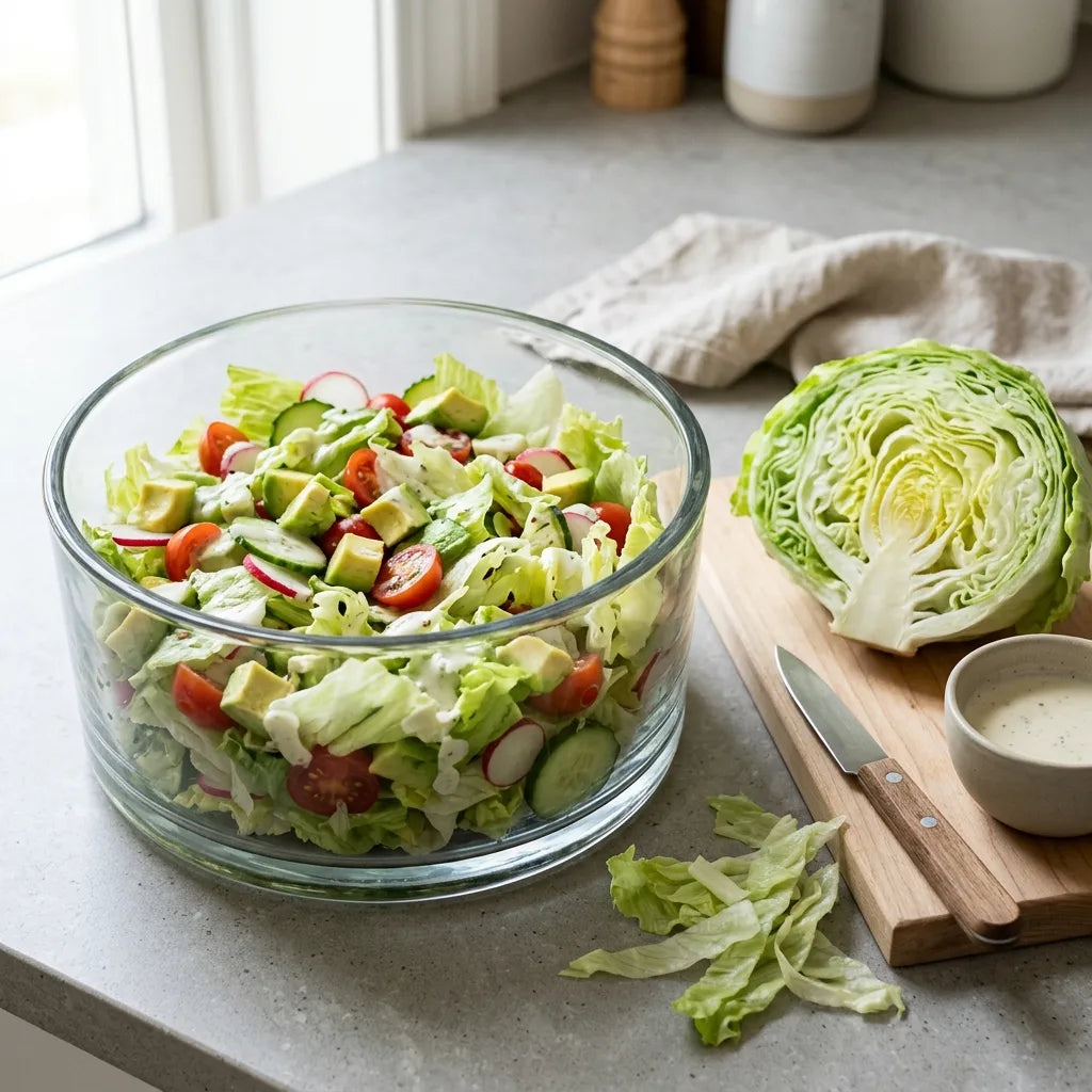 Salade composée à la laitue Iceberg et pomme coupée en deux — SemiSauvage
