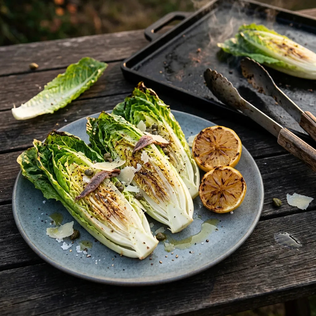 Demi-romaines grillées à la plancha, parmesan, câpres et citron — SemiSauvage