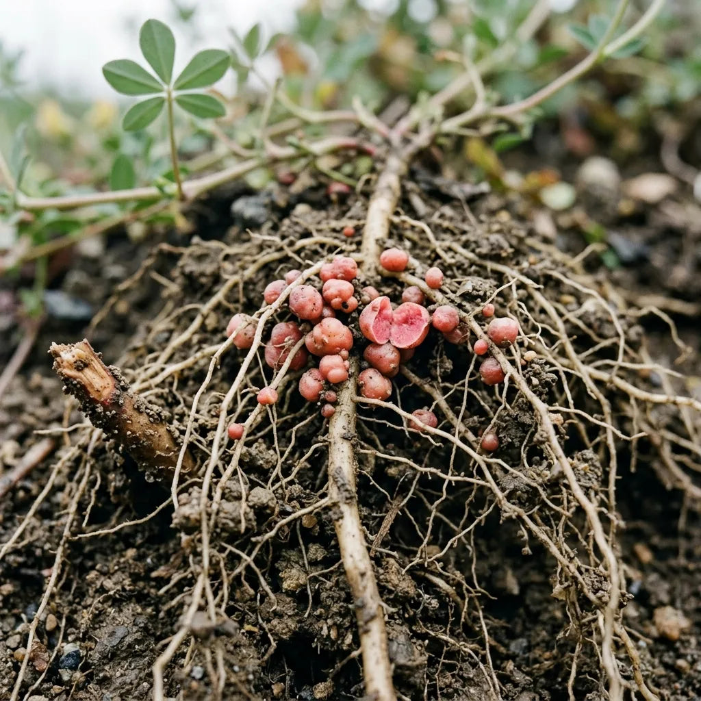 Nodosités fixatrices d'azote sur les racines du lotier corniculé — SemiSauvage