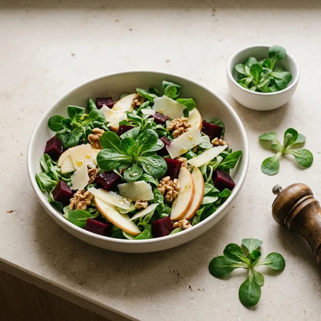 Salade d'hiver de mâche, betterave et noix — SemiSauvage