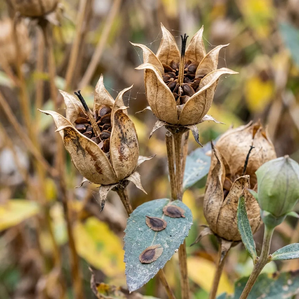 Capsules ouvertes de Platycodon et graines ailées — SemiSauvage