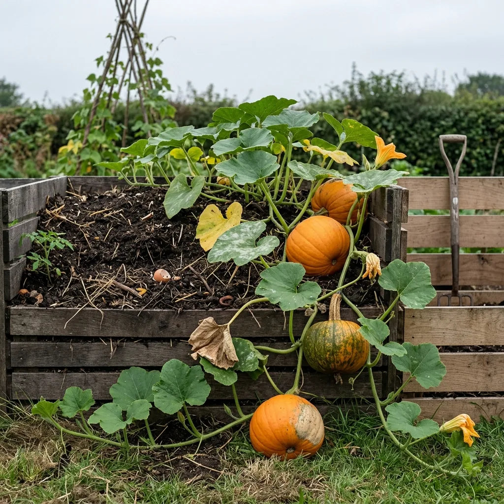 Potiron planté directement sur le tas de compost — SemiSauvage