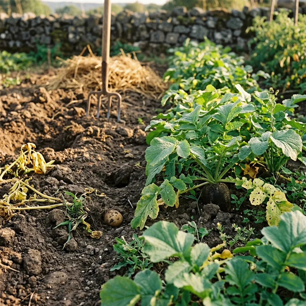 Radis noirs semés en arrière-saison sur une planche libérée par les pommes de terre — SemiSauvage