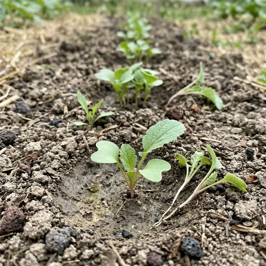 Semis de radis noir en poquets et éclaircissage à un plant — SemiSauvage