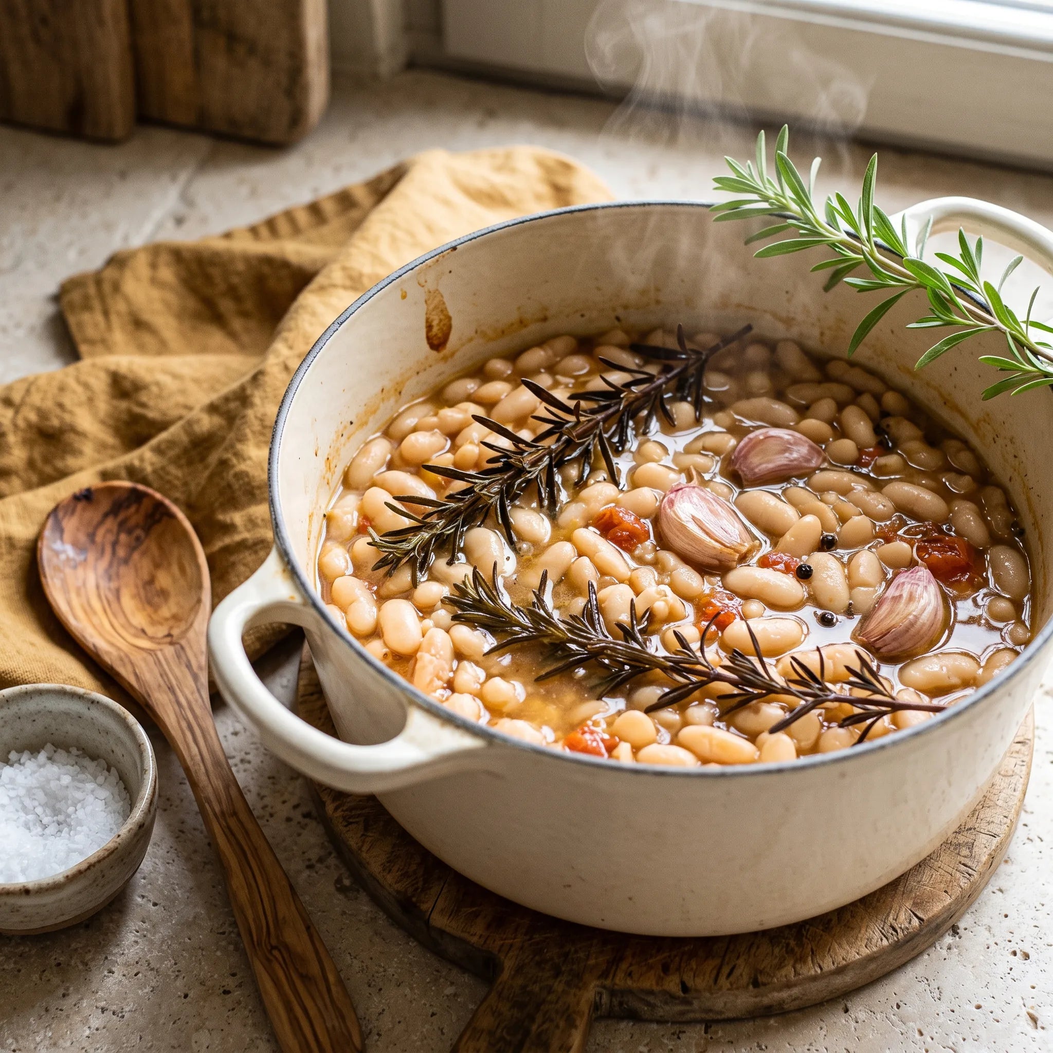 Haricots blancs mijotés à la sarriette, l'accord traditionnel avec les légumineuses