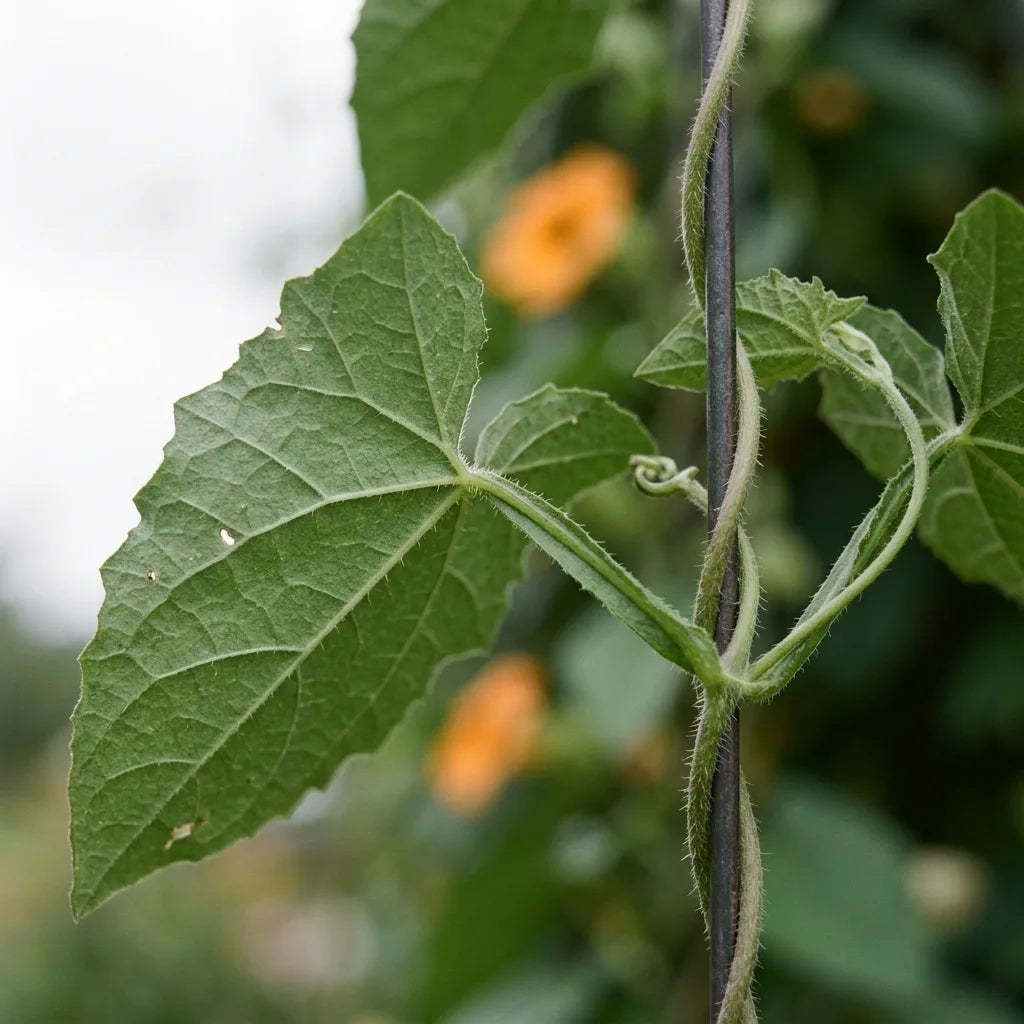 Feuilles hastées et pétiole ailé de la thunbergie ailée, détail botanique — SemiSauvage