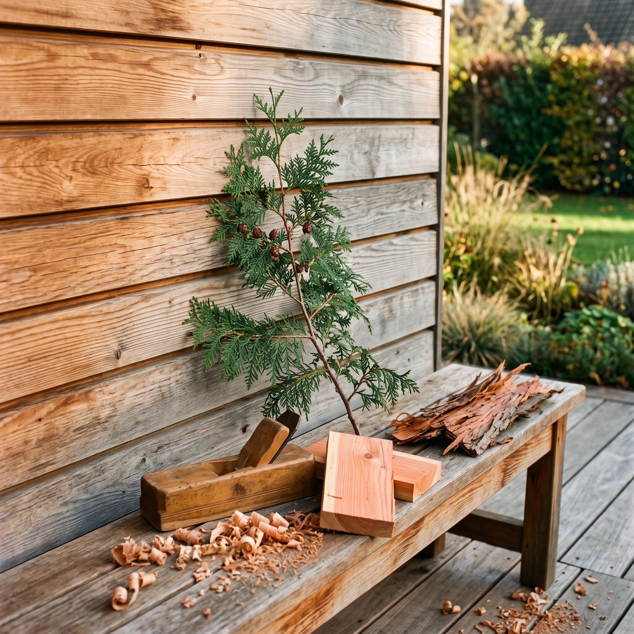 Bardage et mobilier extérieur en bois imputrescible de thuya géant