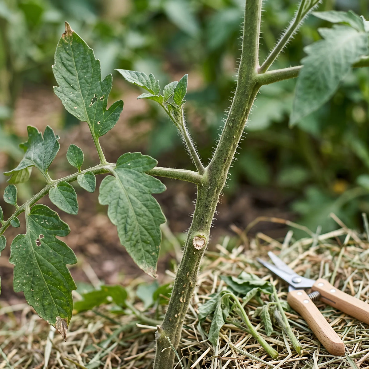 Suppression des gourmands a l aisselle des feuilles de tomate Marmande