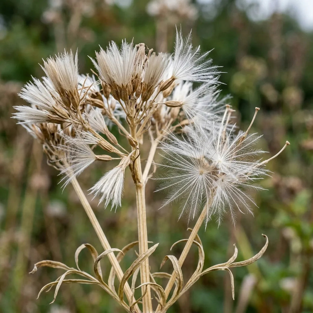 Valériane officinale montée en graines : akènes surmontés de leurs aigrettes plumeuses — SemiSauvage